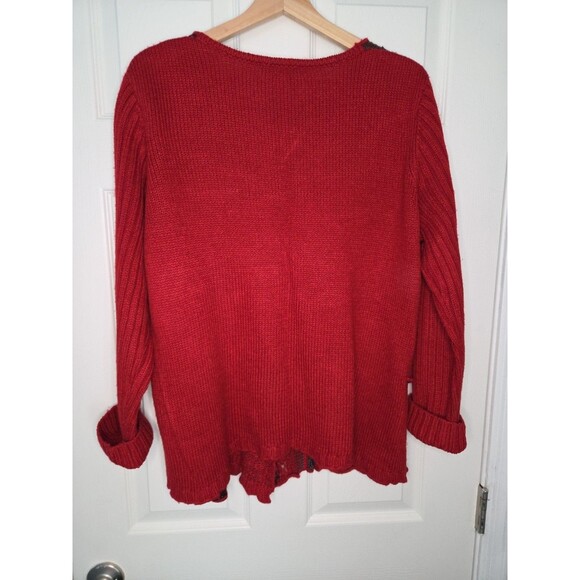 Coldwater Creek Red Patchwork Cardigan XL Teacher Christmas Party Vibes - Picture 7 of 7